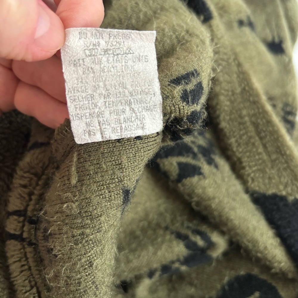 Vintage True Grit Cabin Fever Fleece Jacket Olive Green Nature Print USA Size M - Picture 9 of 10